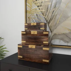 Set Of 3 Traditional Brass Inlaid Wooden Boxes - Olivia & May 32 Set Of 3 Traditional Brass Inlaid Wooden Boxes - Olivia & May -Olivia & May GUEST 11344a3d 4a48 4600 9f9e 3bc3a705a115