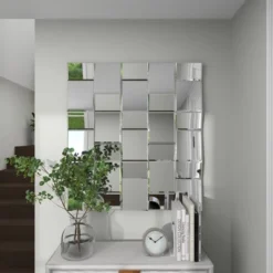 Glam Wood Geometric Wall Mirror Silver - Olivia & May -Olivia & May GUEST 118140ab a35d 45da 9417 33ab7816abdd