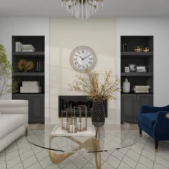 24"x24" Metal Wall Clock With Silent Mechanism, Roman Numerals - Olivia & May -Olivia & May GUEST 11ab156a 594f 4135 8447 b8a7c2d9af57