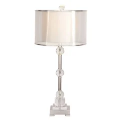 Glass Table Lamp With Drum Shade Silver - Olivia & May -Olivia & May GUEST 11e08d92 4afe 4feb b19b 33e423c6ef3a