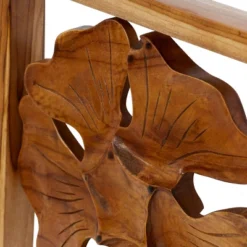 Set Of 3 Teak Wood Floral Handmade Framed Carved Leaf And Wall Decors Brown - Olivia & May -Olivia & May GUEST 12d0b0a6 4dbc 4aae a567 045e0f88f253