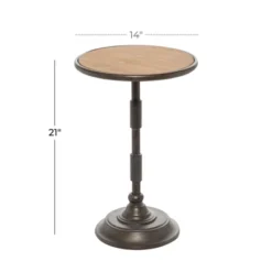 Industrial Wood Pedestal Accent Table Brown - Olivia & May -Olivia & May GUEST 12d4554e 98c6 4d8f 8b07 aaf1a65cc1e7