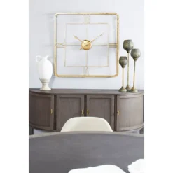 Metal Open Frame Wall Clock Gold - Olivia & May