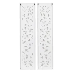 Set Of 2 Wood Floral Intricately Carved Scroll Wall Decors White - Olivia & May -Olivia & May GUEST 13049125 9376 4386 bb29 c09960777cff