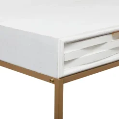 Contemporary 2 Drawer Metal Console Table White - Olivia & May -Olivia & May GUEST 1320b544 5003 4b45 80de 4f8fd67d2ee9