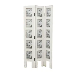 Farmhouse Chinquapin Wood Rectangle Room Divider Screen White - Olivia & May -Olivia & May GUEST 13287200 3cfc 4ab7 9777 329b7100d97d