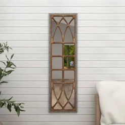 Farmhouse Wood Window Pane Inspired Wall Mirror Brown - Olivia & May -Olivia & May GUEST 13755f8b 8870 4f0c 8b79 db3caa1532ca