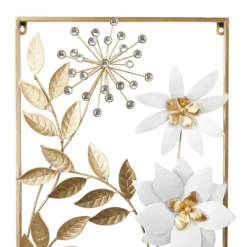 Set Of 2 Metal Floral Wall Decors With Gold Frame - Olivia & May -Olivia & May GUEST 13f40573 70a7 4d65 b117 7e48ca935381