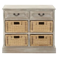 Wood Storage Accent Chest 4 Wicker Basket Drawers Taupe - Olivia & May -Olivia & May GUEST 1413bf2a 4425 4e1b a72f 79a34d8c1fb1