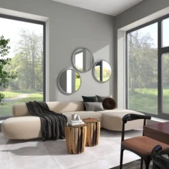 Contemporary Metal Wall Mirror Silver - Olivia & May -Olivia & May GUEST 144f044d 8bd0 47e0 95ba 1e0299cef5b0