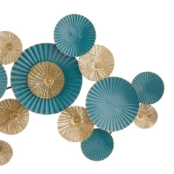 Metal Plate Wall Decor With Textured Pattern Teal - Olivia & May -Olivia & May GUEST 147fe24d 73af 42db 8a5c 217e91607276