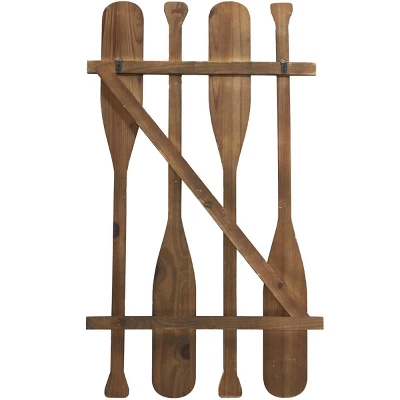 Coastal Wood Paddle Wall Decor With Arrow And Stripe Patterns - Olivia & May 5 Coastal Wood Paddle Wall Decor With Arrow And Stripe Patterns - Olivia & May - Image 3