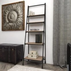 72" Metal And Wood 5 Shelf A Frame Book Stand Black - Olivia & May 27 72" Metal And Wood 5 Shelf A Frame Book Stand Black - Olivia & May -Olivia & May GUEST 1519f89a 13aa 48a6 9e4f e20cfd748ffd