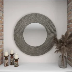 Farmhouse Metal Wall Mirror Gray - Olivia & May -Olivia & May GUEST 1564edeb fb71 4c4f 8521 739c0bf017e2
