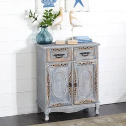 Vintage Wood Cabinet Gray - Olivia & May