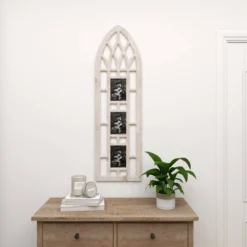 Wood 3 Slot Wall Photo Frame With Window Arch Shape Light Brown - Olivia & May -Olivia & May GUEST 15d327b2 23e0 4b5e b117 965685c9c771