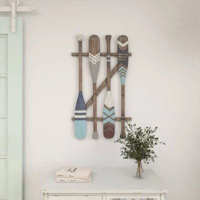 Coastal Wood Paddle Wall Decor With Arrow And Stripe Patterns - Olivia & May 19 Coastal Wood Paddle Wall Decor With Arrow And Stripe Patterns - Olivia & May - Image 17