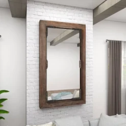 Rustic Wood Wall Mirror Dark Brown - Olivia & May -Olivia & May GUEST 15e5174b 81e6 40cc ae48 8339714534c5