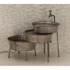 26" X 30" Farmhouse Metal Fountain Gray - Olivia & May