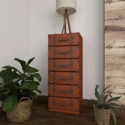 Traditional Faux Leather 6 Drawer Chest Camel Brown - Olivia & May -Olivia & May GUEST 160cc87d 6902 4e74 919a e824bc57c6a5