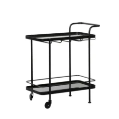 Contemporary Metal Bar Cart Black - Olivia & May -Olivia & May GUEST 166c029b c1ae 4fd6 91d6 314b6a47fb93