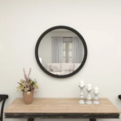 32" Contemporary Wood Wall Mirror Black - Olivia & May -Olivia & May GUEST 1677819c ba09 40c1 b8ad 43d5916ee805