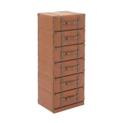 Traditional Faux Leather 6 Drawer Chest Camel Brown - Olivia & May -Olivia & May GUEST 16930bb9 c082 46f1 8ed2 bd08123fd804