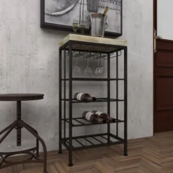 Industrial Metal Rectangle Wine Rack Black - Olivia & May -Olivia & May GUEST 16beb12e cd5b 49ed 866b fc4c55905fae