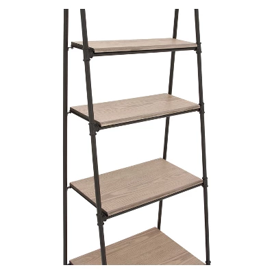 72" Metal And Wood 5 Shelf A Frame Book Stand Black - Olivia & May 4 72" Metal And Wood 5 Shelf A Frame Book Stand Black - Olivia & May - Image 2