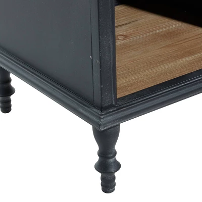 Farmhouse Wood And Metal Cabinet Black - Olivia & May 5 Farmhouse Wood And Metal Cabinet Black - Olivia & May - Image 3