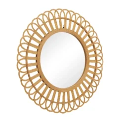 Bamboo Handmade Weaved Frame Wall Mirror With Beaded Accent Brown - Olivia & May -Olivia & May GUEST 17e87406 6b10 4cdc 8ac9 45c8f8f02ab1