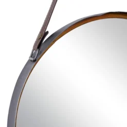 Metal Wall Mirror With Leather Strap Gold - Olivia & May -Olivia & May GUEST 184f3fbb cbb7 47a5 83eb 0bbcde941f7a