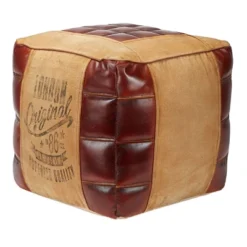 Square Canvas Pouf Brown - Olivia & May -Olivia & May GUEST 18b68486 c194 49b7 85e1 3f81c6b6e61c