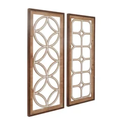 Set Of 2 Wood Geometric Carved Wall Decors Dark Brown - Olivia & May -Olivia & May GUEST 18bcb592 d947 4ad5 ad08 fc5399b5d75e