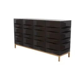 Contemporary Bold Facet Carved Wood Buffet Cabinet Brown - Olivia & May -Olivia & May GUEST 18dae7f2 a927 4abe 8789 f5847feab3cd
