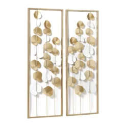 Metal Leaf Tall CutOut Wall Decor With Gold Frame Set Of 2 Gold - Olivia & May -Olivia & May GUEST 1970a4cc 6258 43c3 bb2f 3be7227f9066