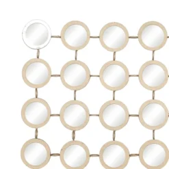 Metal Wall Mirror With Grid Pattern Gold - Olivia & May -Olivia & May GUEST 19becd1d 838c 4e5b 931d 2fce0a31b96e