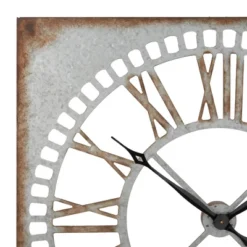 Metal Wall Clock With Distressing Gray - Olivia & May -Olivia & May GUEST 19dac5fe 50ae 4e41 9791 054b90e1d10f