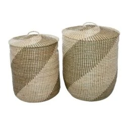 Set Of 2 Contemporary Sea Grass Storage Baskets Brown - Olivia & May -Olivia & May GUEST 19e4679e f9f5 40f7 8aef 9a1616f7b3f4