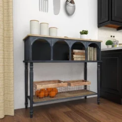 Farmhouse Wood Console Table Black - Olivia & May -Olivia & May GUEST 1a05952a 0ed8 40b0 a6de 775d87370db8