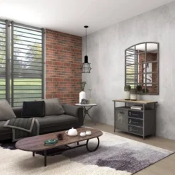 Metal Utility Cabinet With Wood Top Steel Gray - Olivia & May -Olivia & May GUEST 1a0abef0 0c57 494f 87f0 948c39a084cc