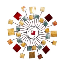 Metal Sunburst Wall Decor With Square Panel Accent Brown - Olivia & May -Olivia & May GUEST 1a0e377c 1d0b 492b 99c0 9173ac5e746a