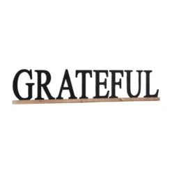 Wood Sign Grateful Wall Decor Black - Olivia & May -Olivia & May GUEST 1a577b4a c810 4f42 94ec cf64cd8fc450