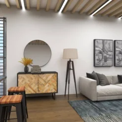 Industrial Wood Floor Lamp Black - Olivia & May -Olivia & May GUEST 1a692e93 745d 4ba7 b645 3c847da7e548