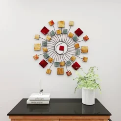 Metal Sunburst Wall Decor With Square Panel Accent Brown - Olivia & May -Olivia & May GUEST 1ab37517 38bf 4a06 b5b7 3b64f8f576c8