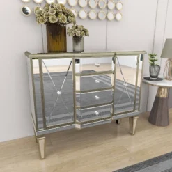 Glam Mirrored Rectangular Storage Cabinet Silver - Olivia & May -Olivia & May GUEST 1ad04d7d 0e87 43bc 85f2 97749de743bf