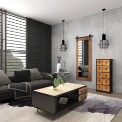 Wood Wall Mirror With Metal Hanging Rod Brown - Olivia & May -Olivia & May GUEST 1aeaa834 cca0 49fb 883c a18841943bee