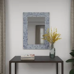 Wood Quatrefoil Wall Mirror Blue - Olivia & May -Olivia & May GUEST 1b31de49 6e76 47c1 9935 190813c73024