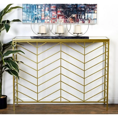 Set Of 2 Contemporary Console Tables Gold - Olivia & May 3 Set Of 2 Contemporary Console Tables Gold - Olivia & May