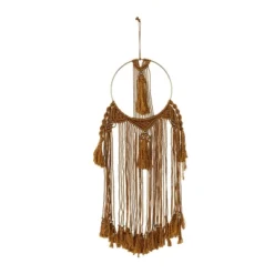 Fabric Macrame Intricately Weaved Wall Decor With Beaded Fringe Tassels Brown - Olivia & May -Olivia & May GUEST 1b578a48 228f 4e40 a627 1683049d2b62